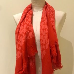 COACH monogram coral red scarf